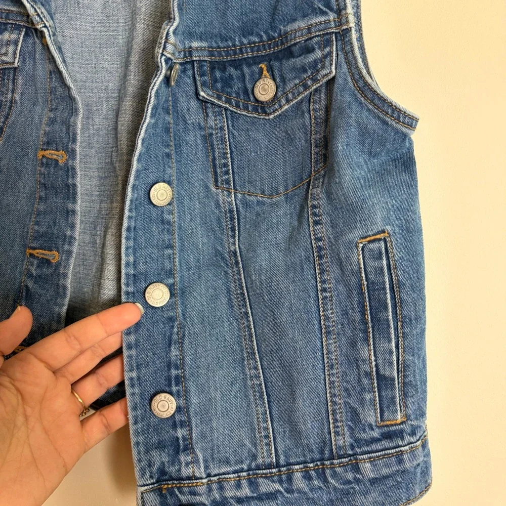 Old Navy Girls XXL 16 Blue Denim Vest Sleeveless Trucker Jacket Button Up